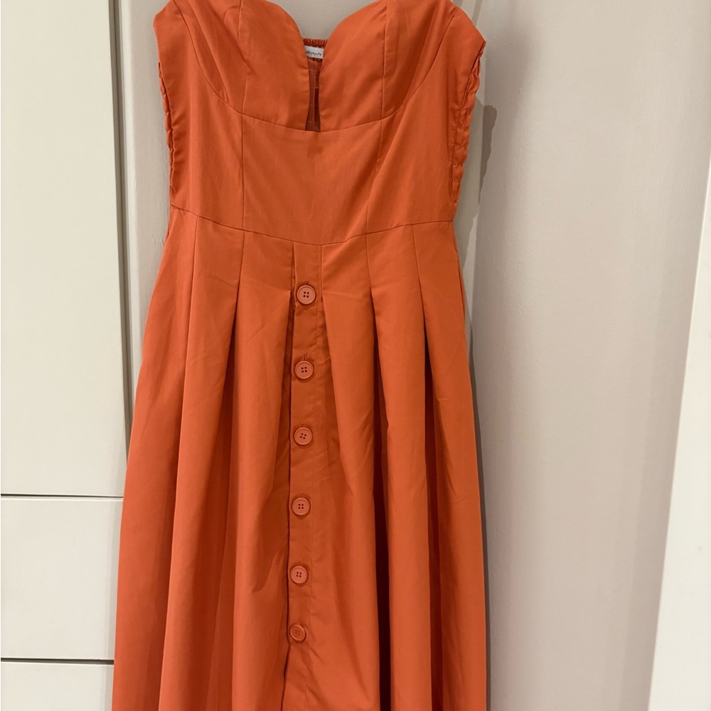 Elegant Strapless Orange Dress